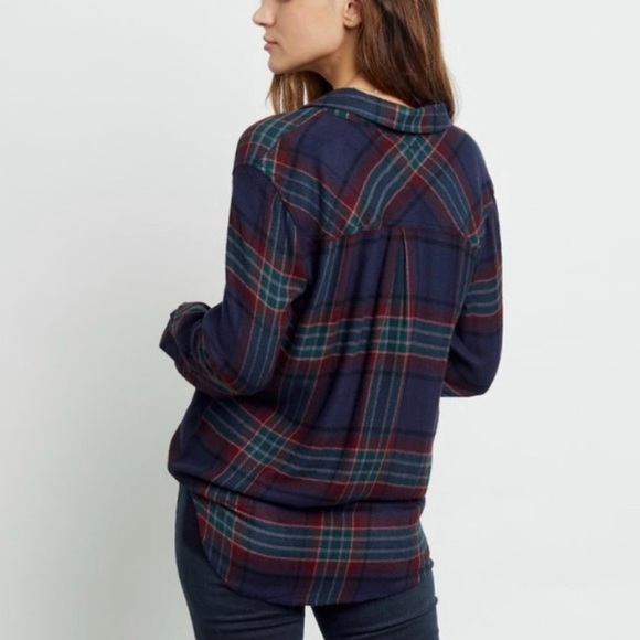 RAILS Hunter Marine Rose Teal Plaid Flannel - Picture 3 of 6